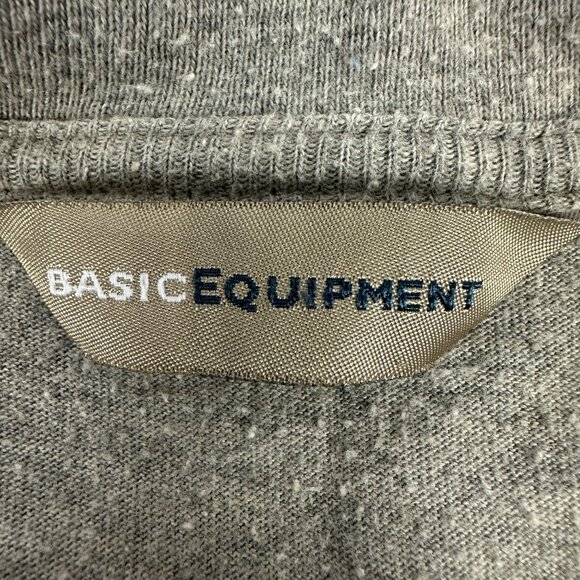 Basic Equipment Mens Henley Shirt Size Large Gray Striped Short Sleeve - Picture 3 of 5